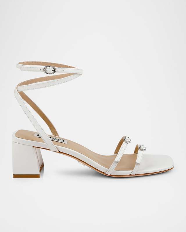 Dania Ankle-Strap Buckle Leather Sandals